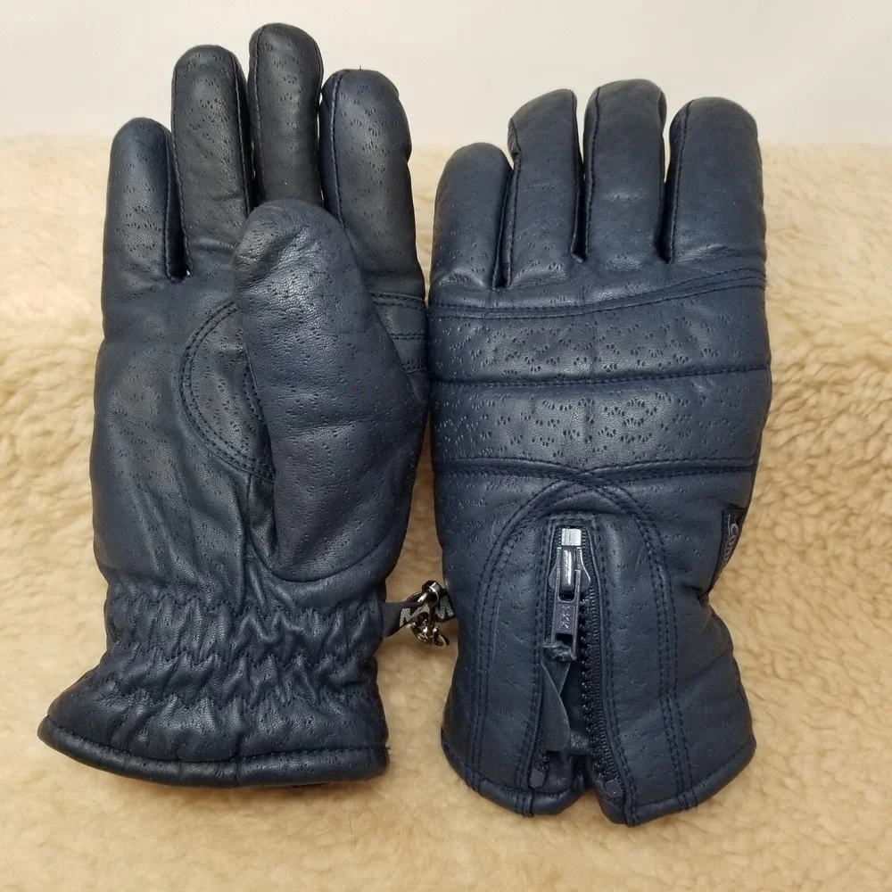VTG Conroy Ladies Medium Leather Fiber Insulated‎ Mittens Gloves Taiwan Zip Used
